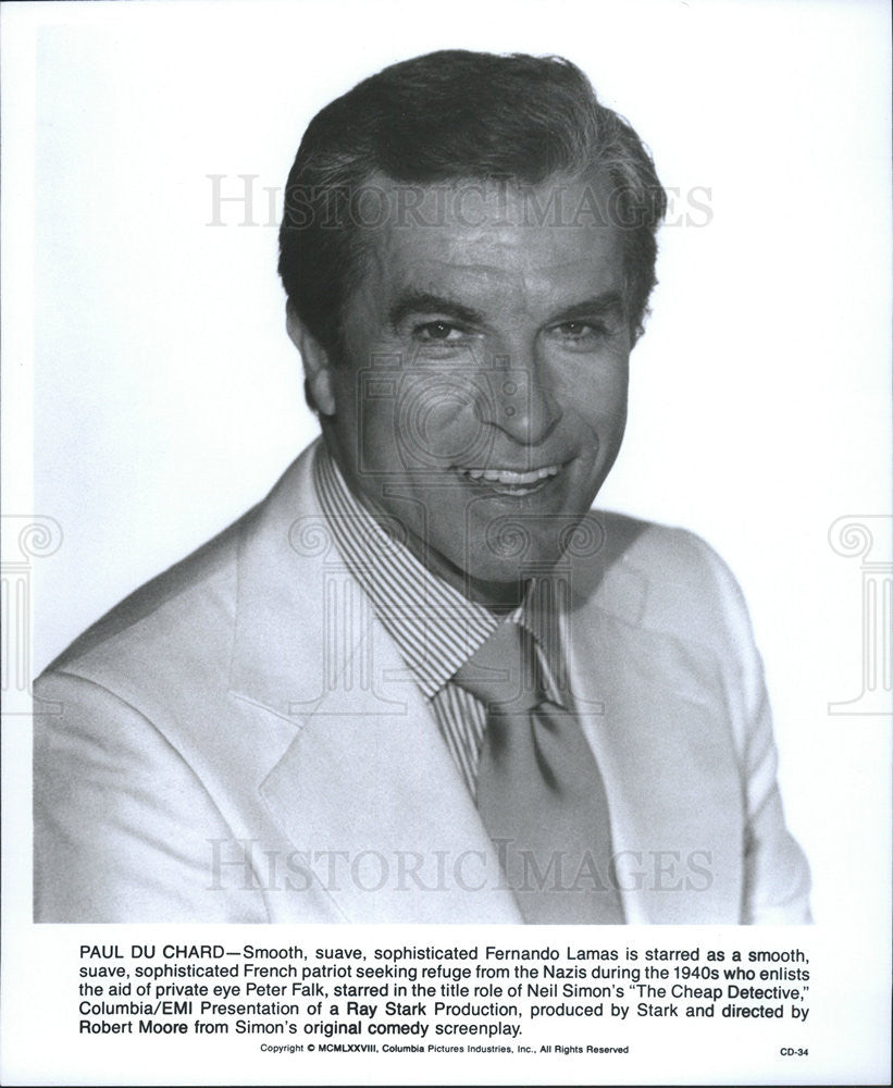 1978 Press Photo The Cheap Detective Film Fernando Lamas Character Portrait - Historic Images