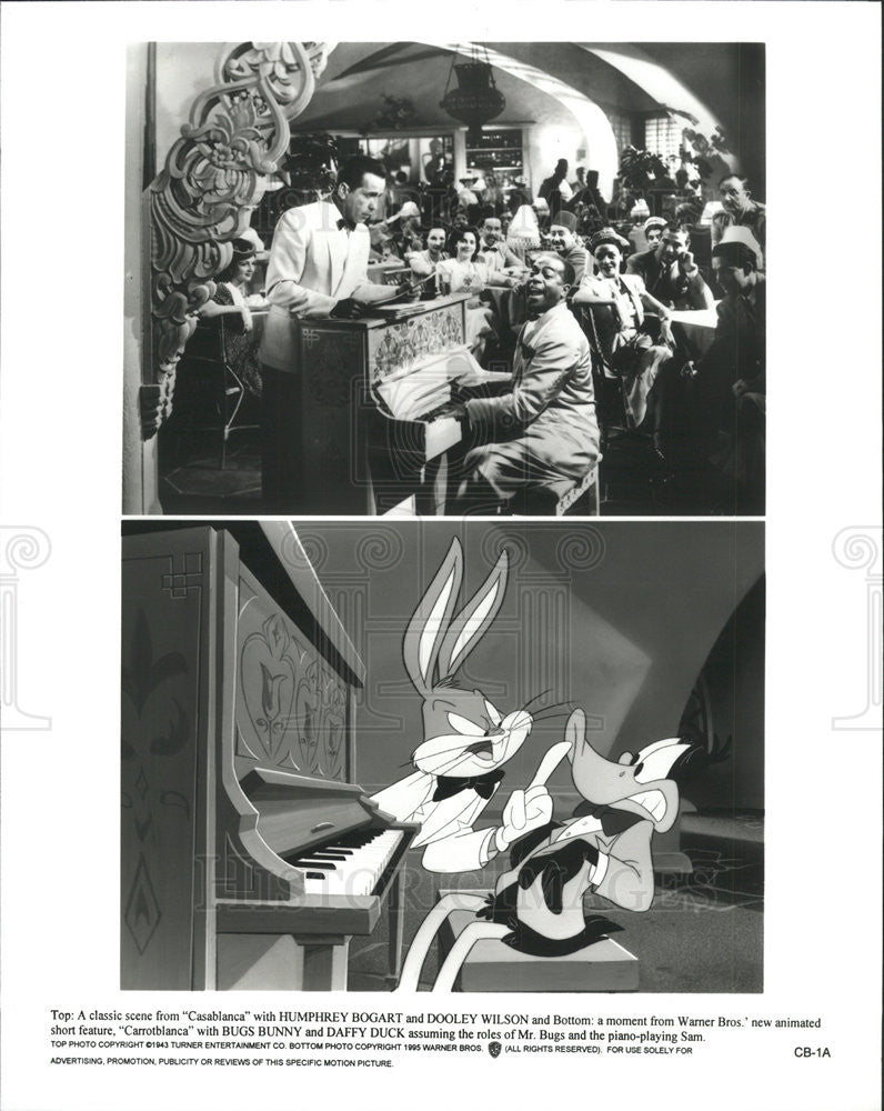 1943 Press Photo Casablanca Film Piano Scene 1995 Carrotblanca Bugs Bunny - Historic Images
