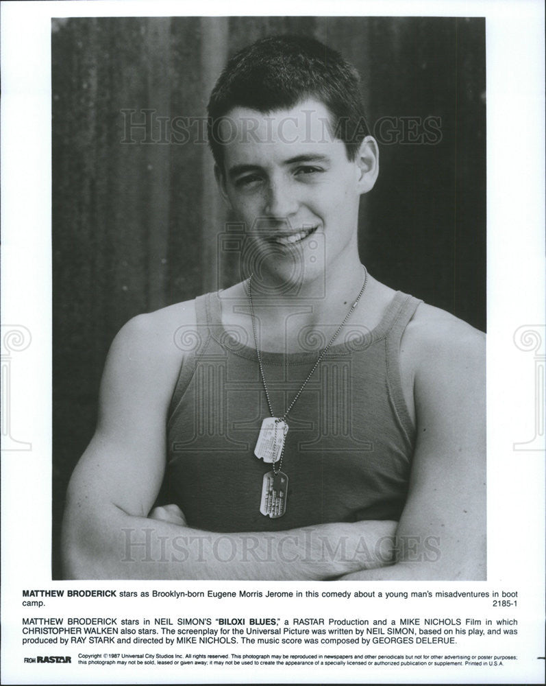 1987 Press Photo Matthew Broderick in &quot;Biloxi Blues&quot; - Historic Images