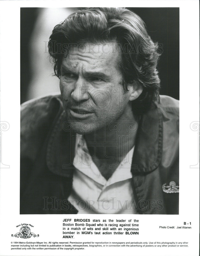 1994 Press Photo Jeff Bridges Stars In Blown Away - Historic Images