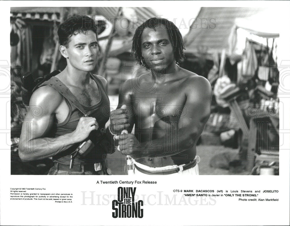 1993 Press Photo Only The Strong Mark Dacascos Joselito Amen Santo - Historic Images