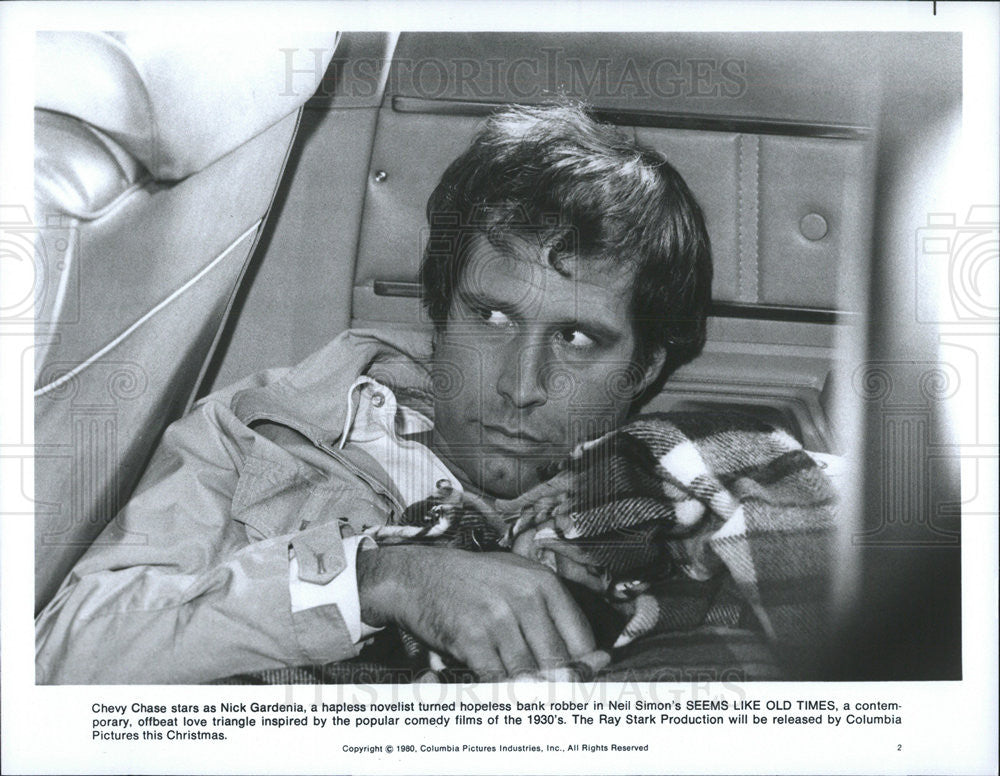 1980 Press Photo Chevy Chase as Nick Gardenia in &quot;Seems Like Old Times&quot; - Historic Images