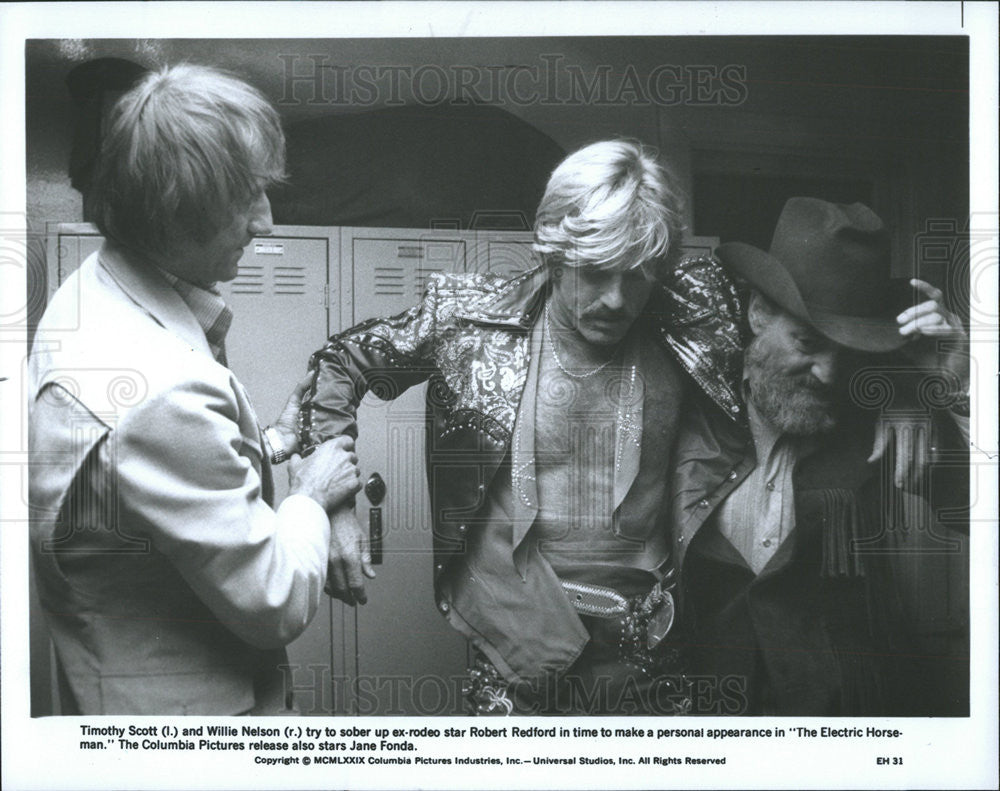 1979 Press Photo The Electric Horseman Timothy Scott Willie Nelson Robert - Historic Images