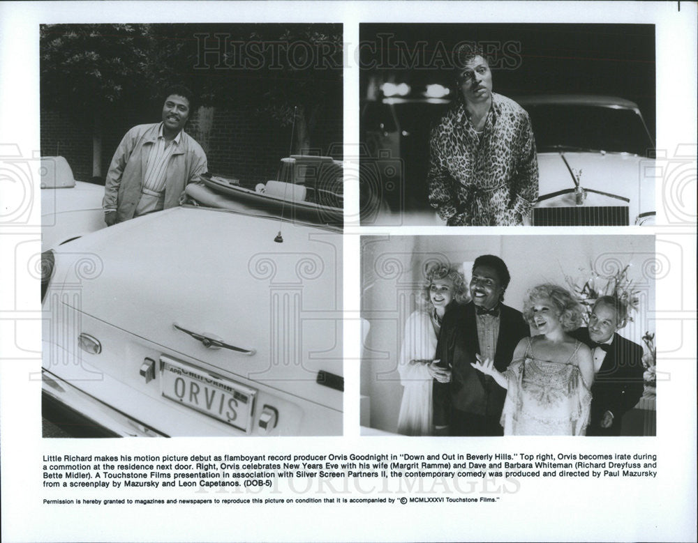 1986 Press Photo Little Richard Stars In Down &amp; Out In Beverly Hills - Historic Images