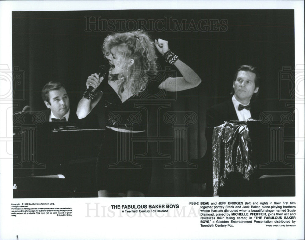 1989 Press Photo Beau &amp; Jeff Bridges Michelle Pfeiffer The Fabulous Baker Boys - Historic Images