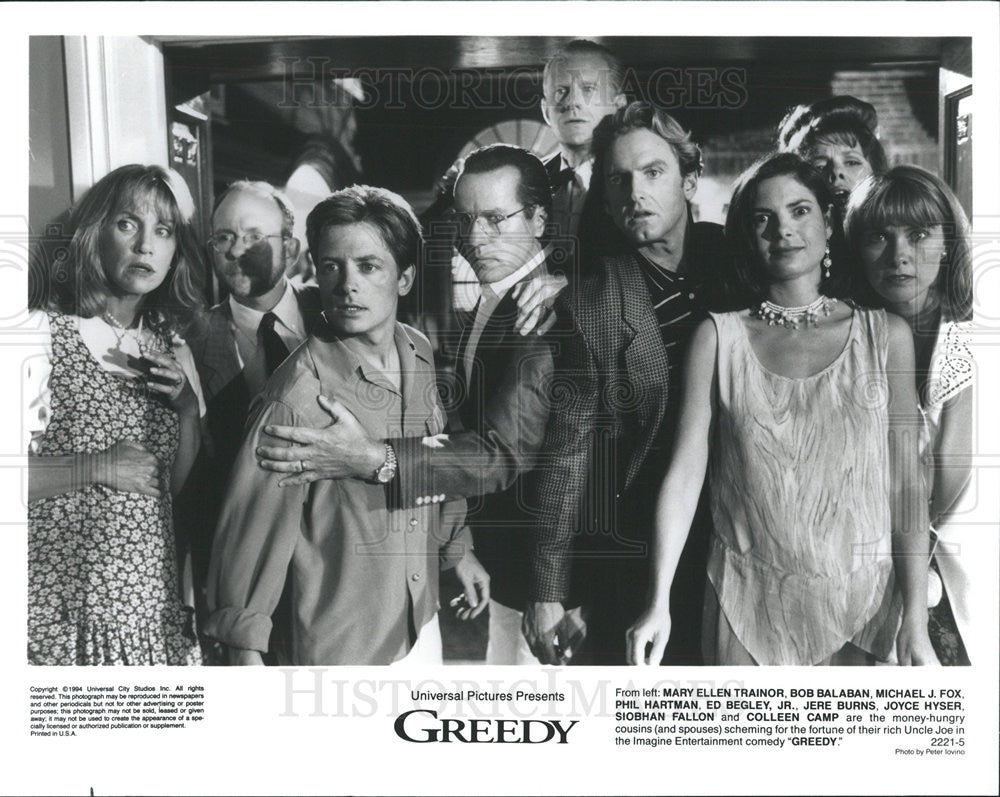 1994 Press Photo Greedy Mary Ellen Trainor Bob Balabin Michael Fox Phil Hartman - Historic Images