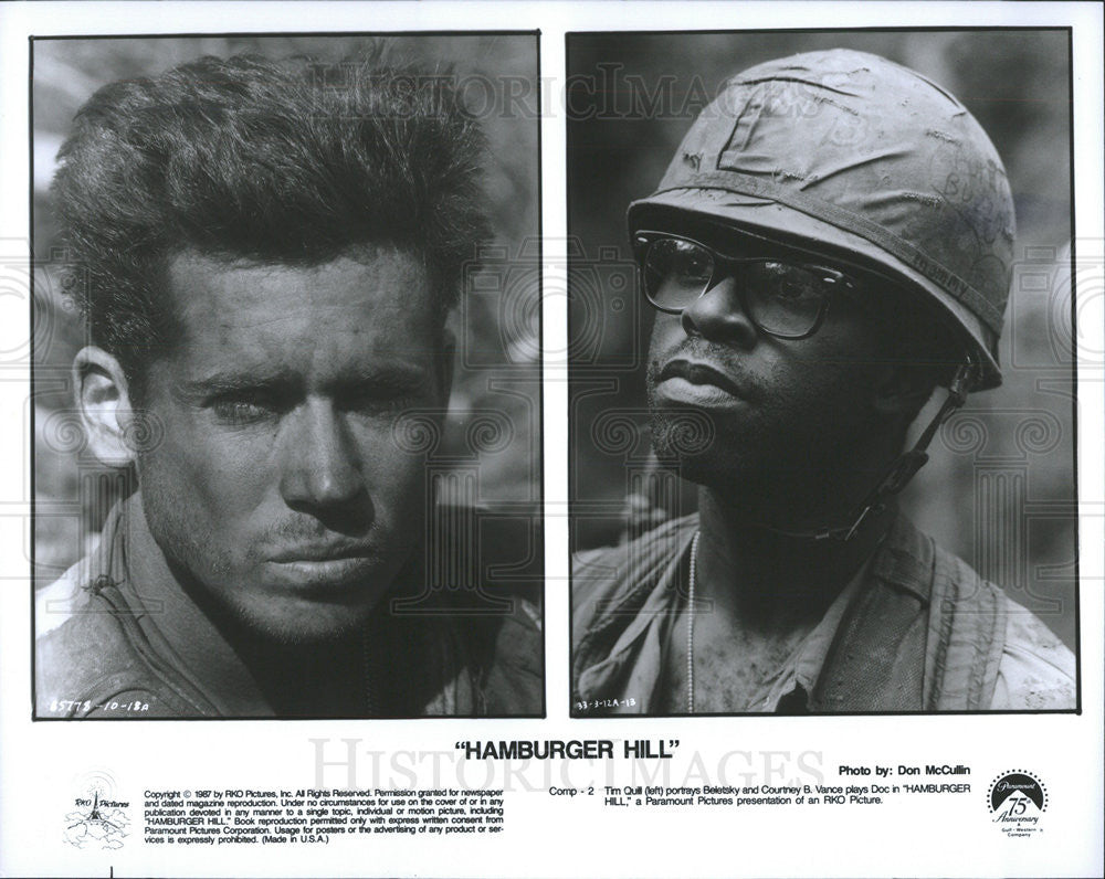 1987 Press Photo &quot;Hamburger Hill&quot; Tim Quill and Courtney Vance - Historic Images