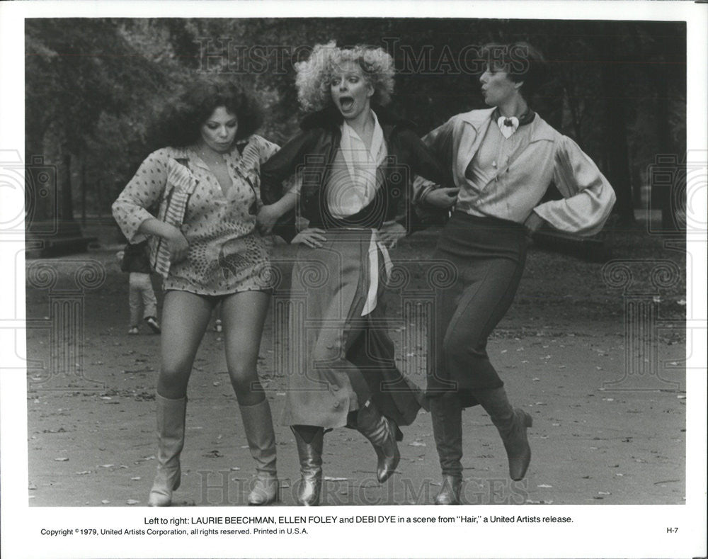 1979 Press Photo Laurie Beechman,Ellen Foley &amp; Debidye in &quot;Hair&quot; - Historic Images