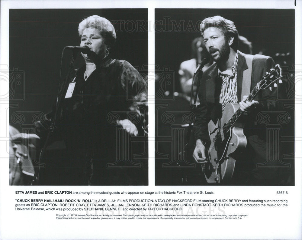 1987 Press Photo Etta James and Eric Clapton - Historic Images