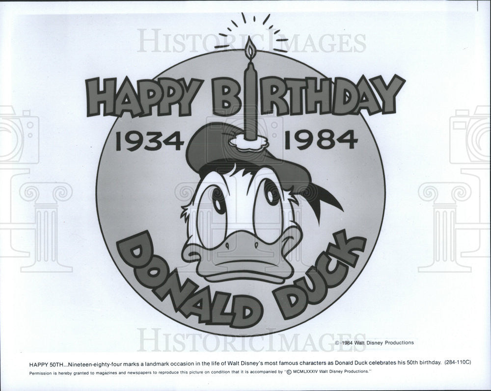 1984 Press Photo Donald Duck turns 50 - Historic Images