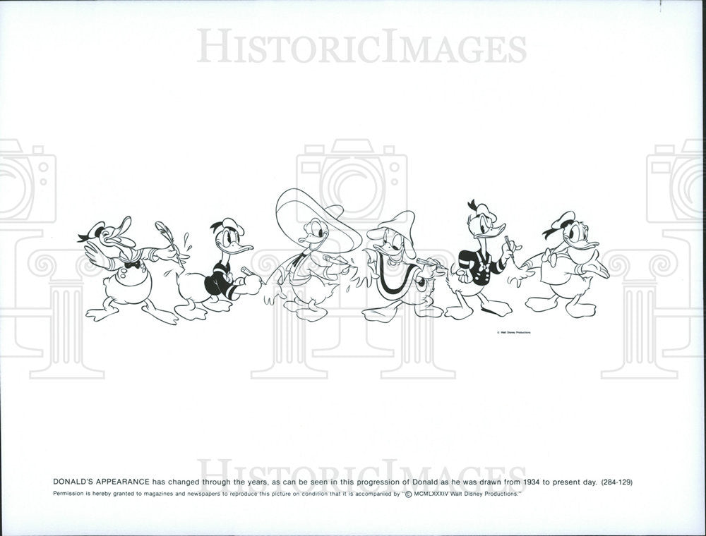 1984 Press Photo Donald Duck&#39;s appearance - Historic Images