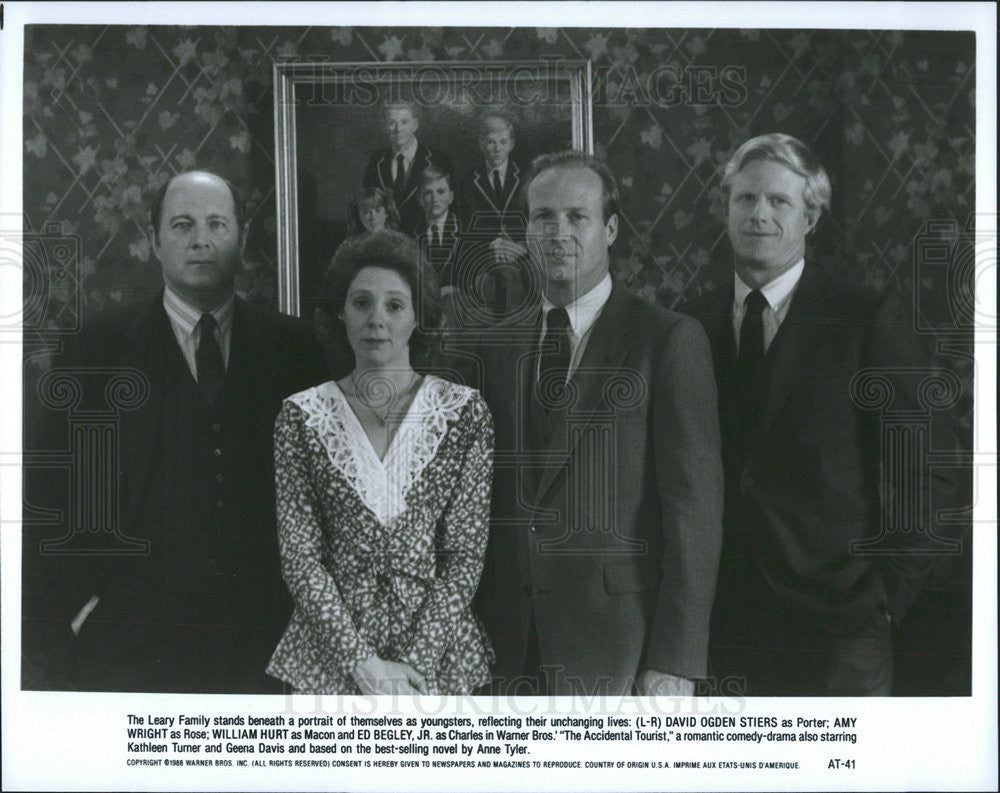 1988 Press Photo David Ogden Stiers, Amy Wright, William Hurt and Ed Begley Jr - Historic Images