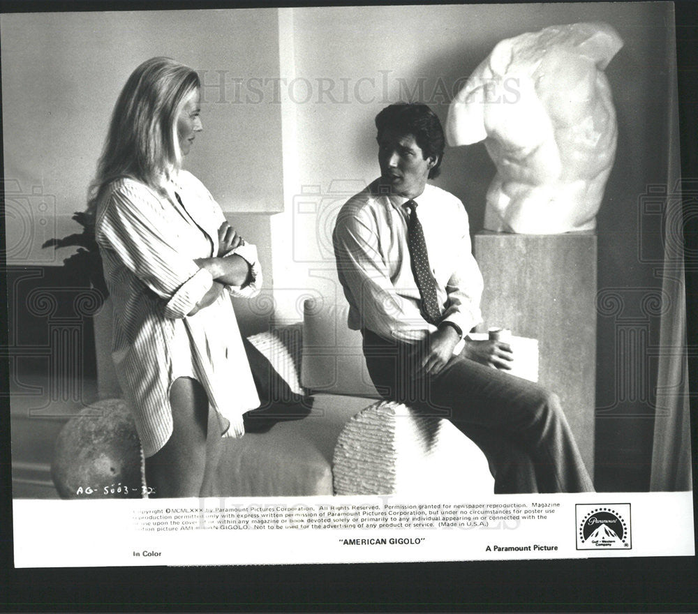 1980 Press Photo Richard Gere &amp; Nina Van Pallandt Star In &quot;American Gigolo&quot; - Historic Images