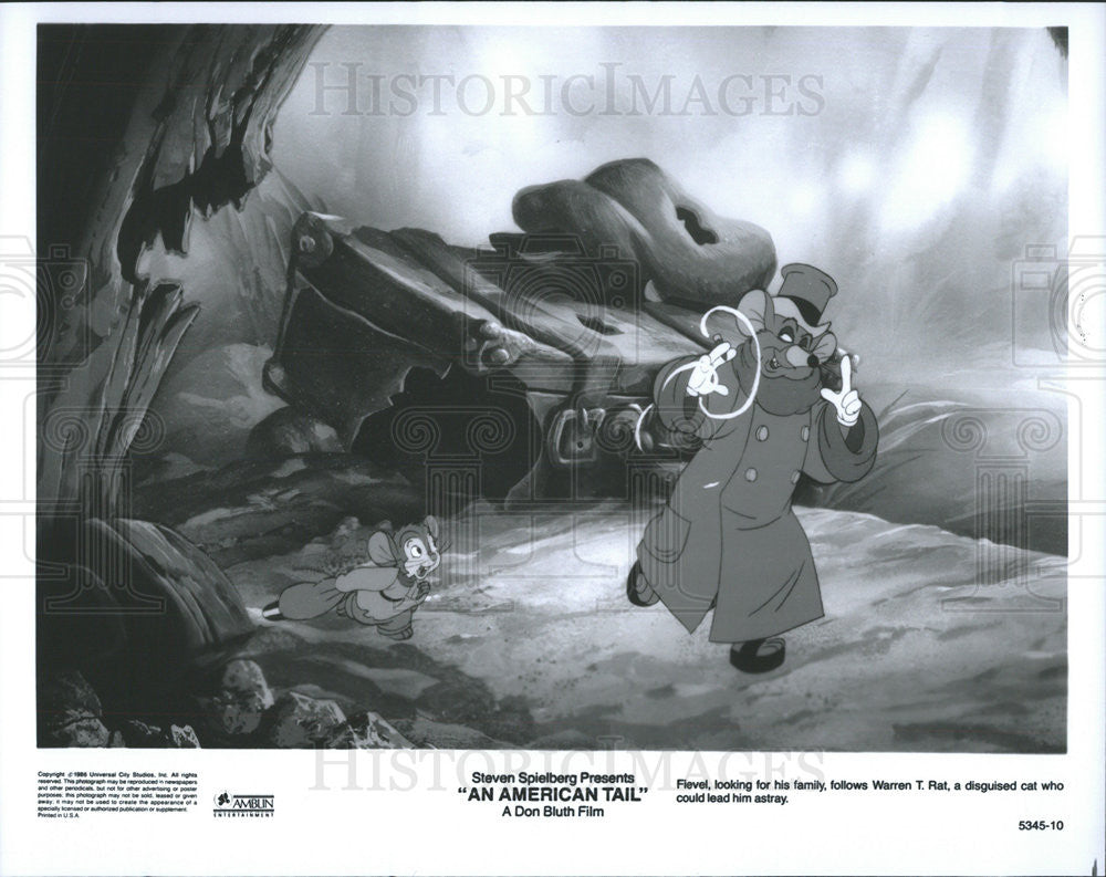 1986 Press Photo Film An American Tail Fievel Warren T. Rat - Historic Images