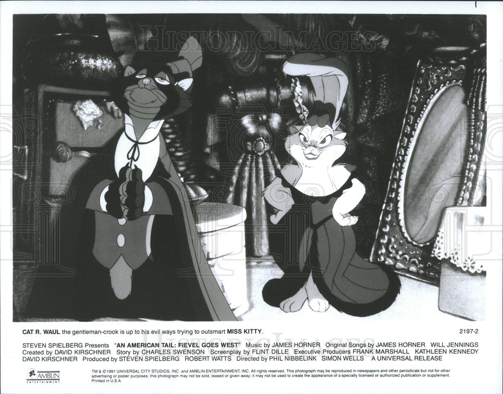 1991 Press Photo Cat R. Waul Miss Kitty American Tail Fievel Goes West ...