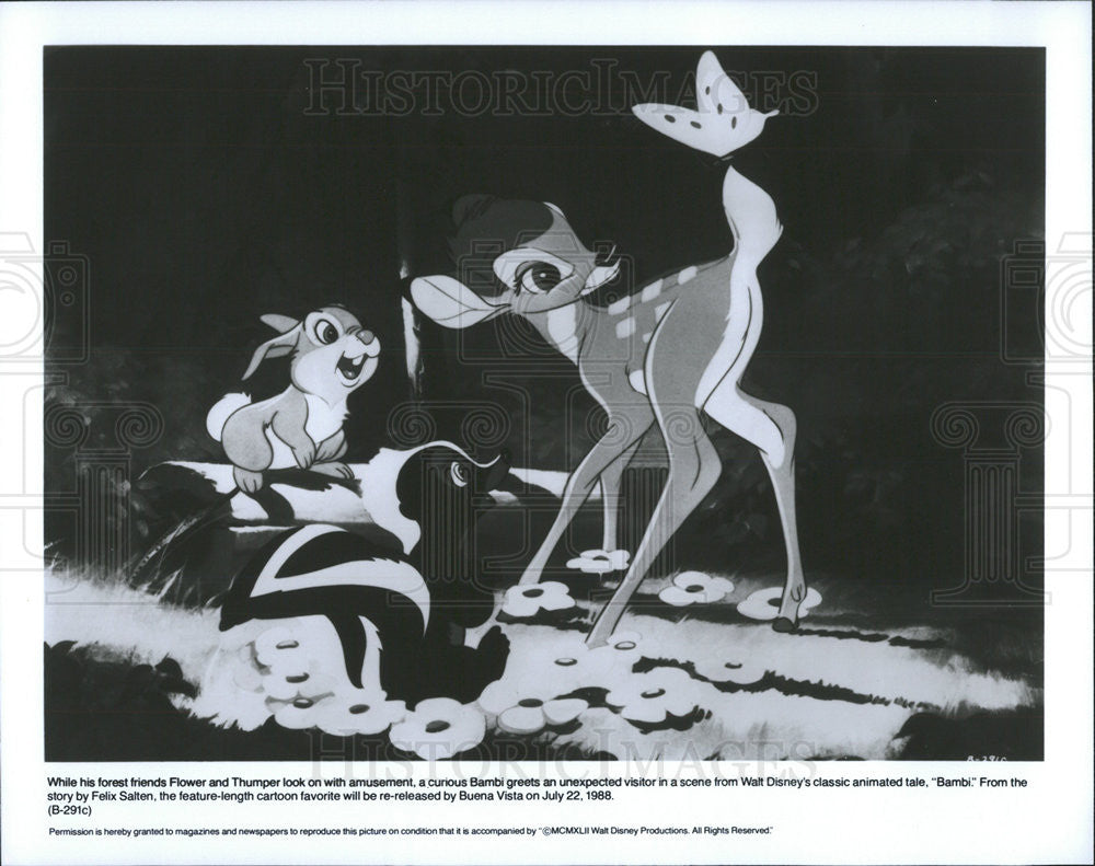 1942 Press Photo Walt Disney's Animation "Bambi" - Historic Images
