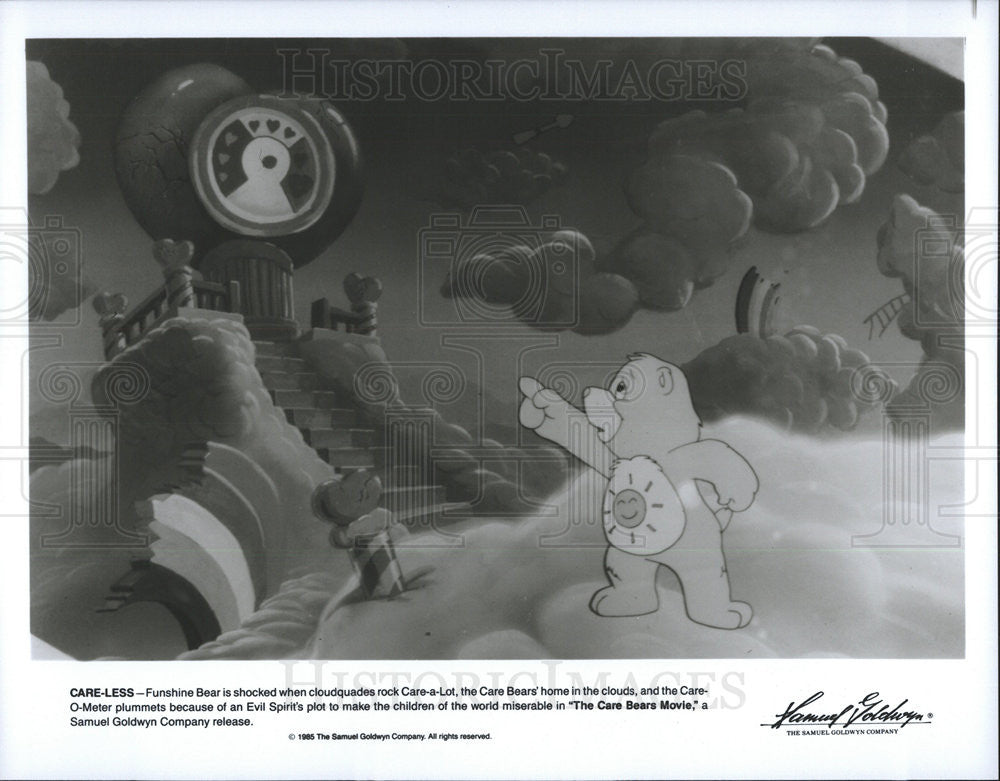 1985 Press Photo Funshine Bear Care-A-Lot Care Bears Movie Cartoon Animated Film - Historic Images