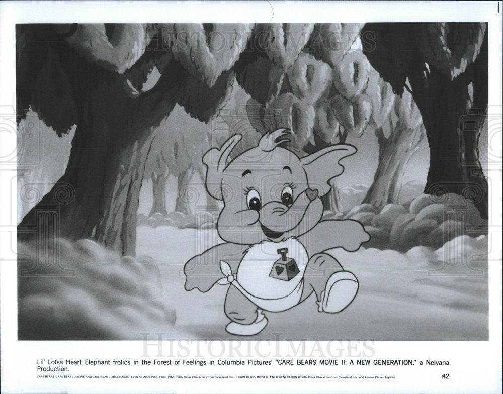 1986 Press Photo Lotsa Heart Elephant Care Bears Movie II New