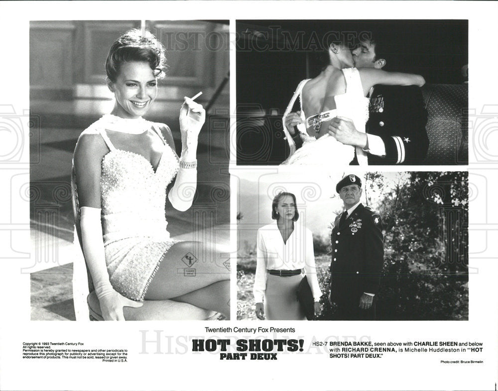 1993 Press Photo Brenda Bakke Actress Charlie Sheen Richard Crenna Hot Shots! - Historic Images