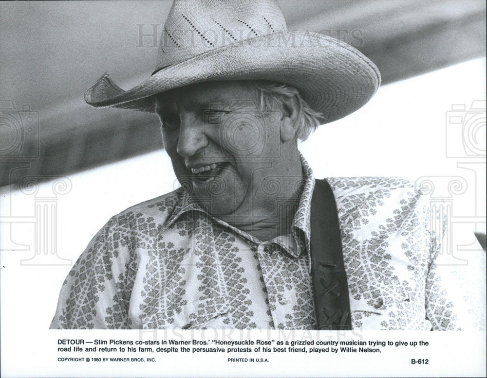 1980 Press Photo Slim Pickens Stars iin Honeysuckle rose - Historic Images