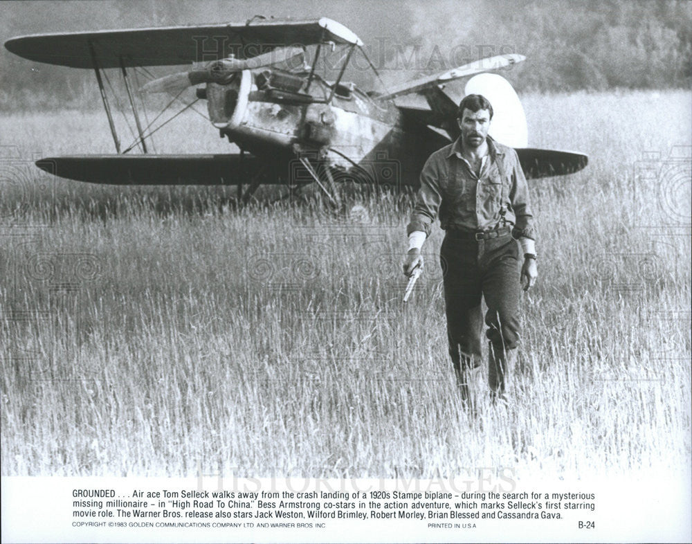 1983 Press Photo Tom Selleck Stars as an Air Ace in High Road to China. - Historic Images