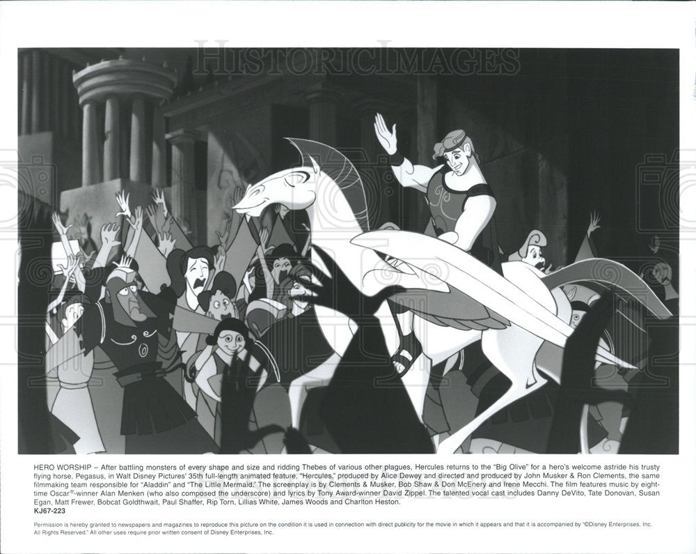 Press Photo Animated Motion Picture Hercules "Hero's welcome" scene - Historic Images