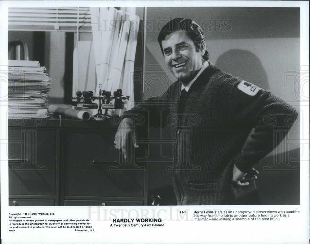 1981 Press Photo Jerry Lewis Actor Hardly Working - Historic Images