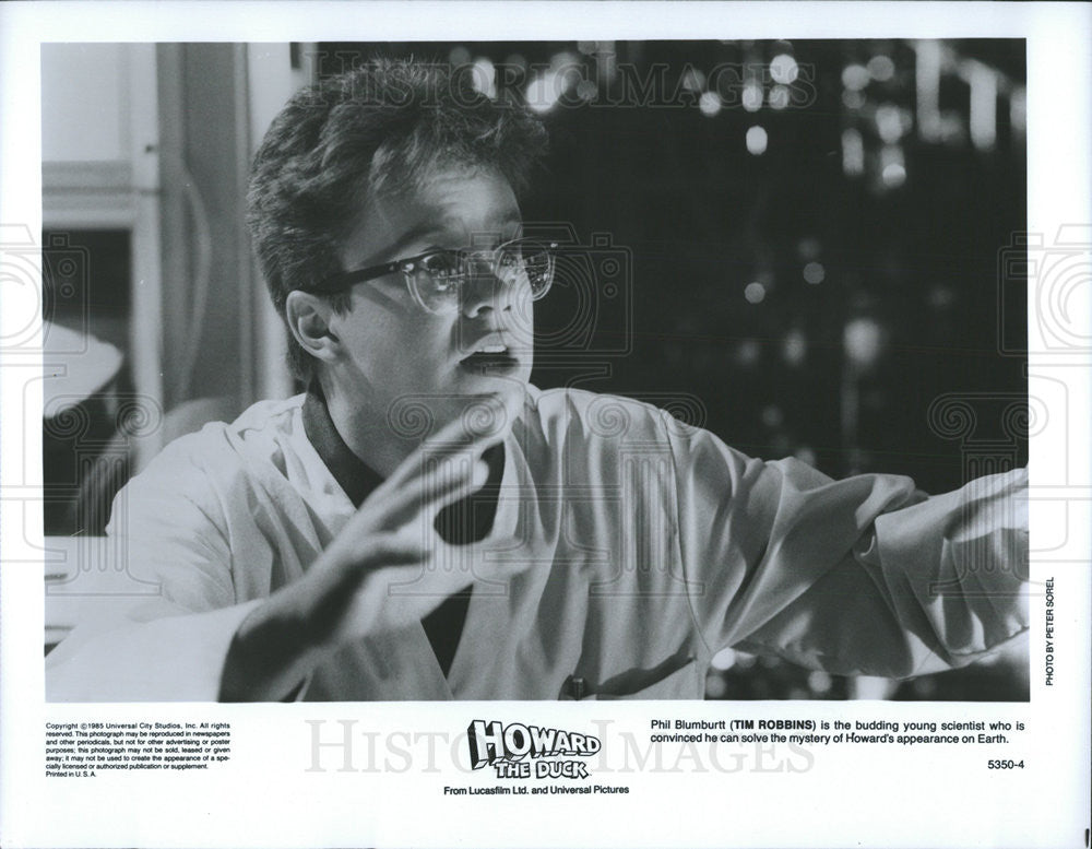 1985 Press Photo Tim Robbins Stars As Phil Blumburtt In &quot;Howard The Duck&quot; - Historic Images