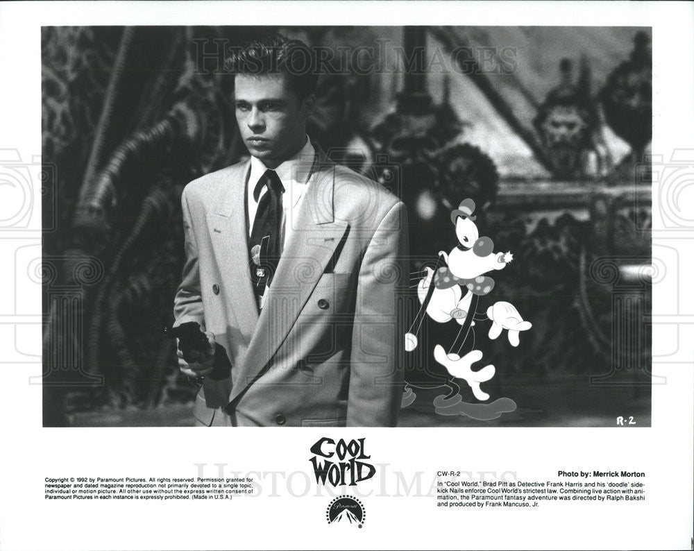 1992 Press Photo Brad Pitt as Detective Frank Harris in &quot;Cool World&quot; - Historic Images