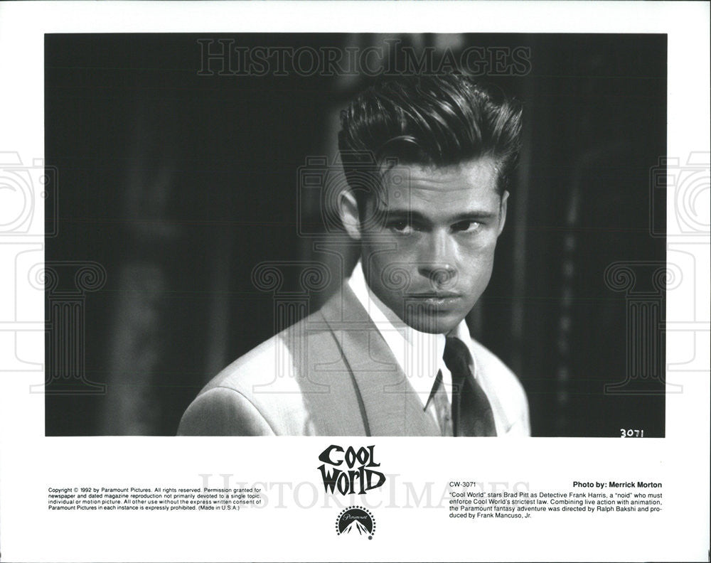 1992 Press Photo Brad Pitt as Detective Frank Harris in &quot;Cool World&quot; - Historic Images