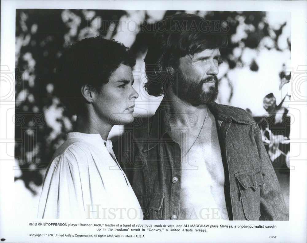 1978 Press Photo Kris Kristofferson Ali Macgraw in &quot;Convoy&quot; - Historic Images