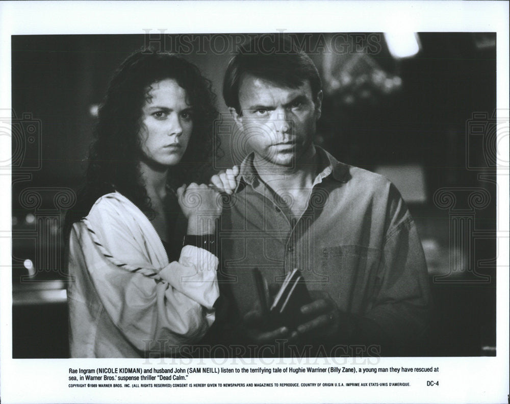 1989 Press Photo Nicole Kidman and Sam Neill in film &quot;Dead Calm&quot; - Historic Images