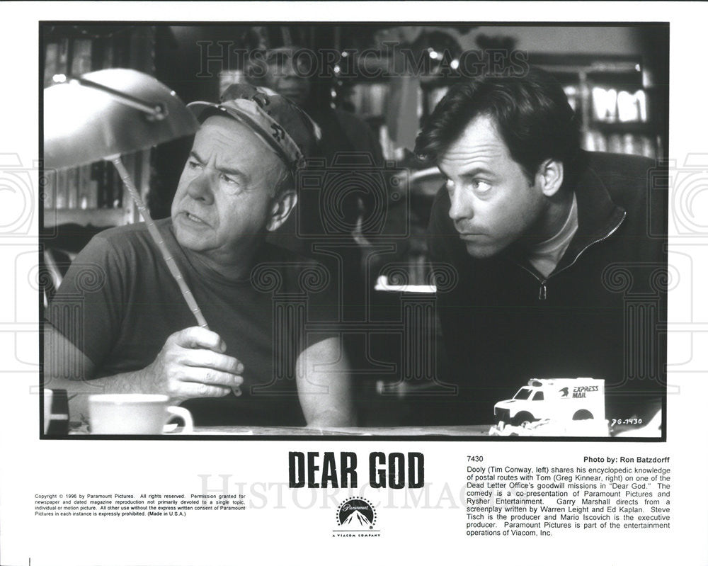 1996 Press Photo Tim Conway &amp; Greg Kinnear star in &quot;Dear God&quot; - Historic Images