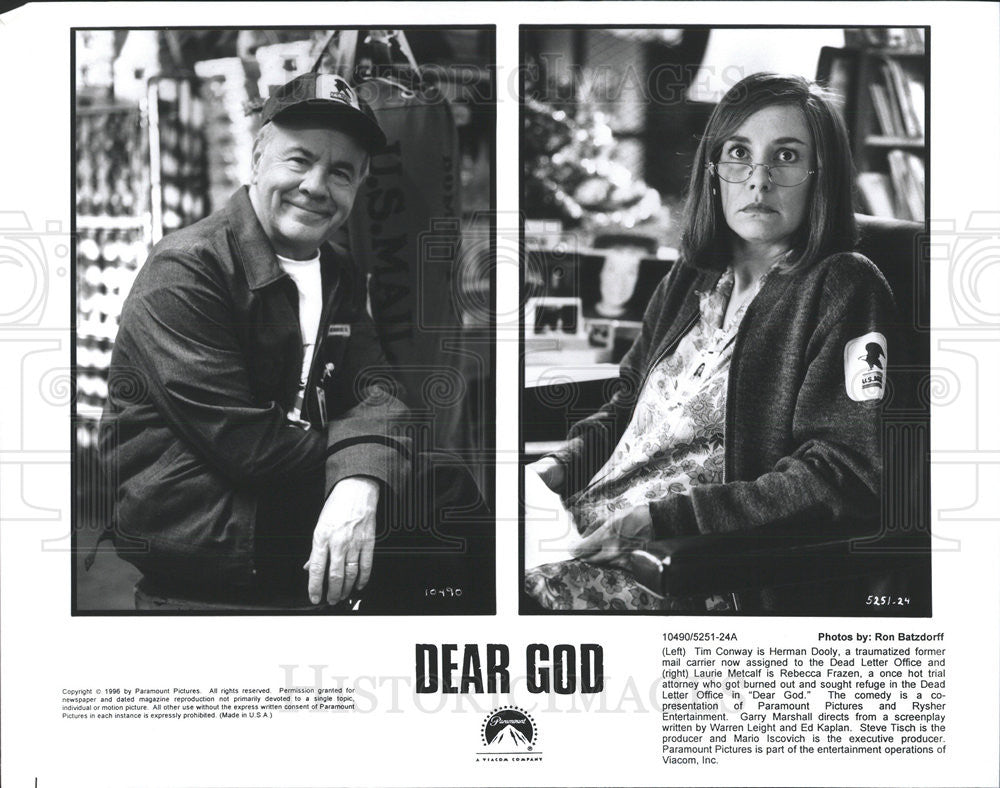 1995 Press Photo Tim Conway &amp; Laurie Metcalf star in &quot;Dear God&quot; - Historic Images