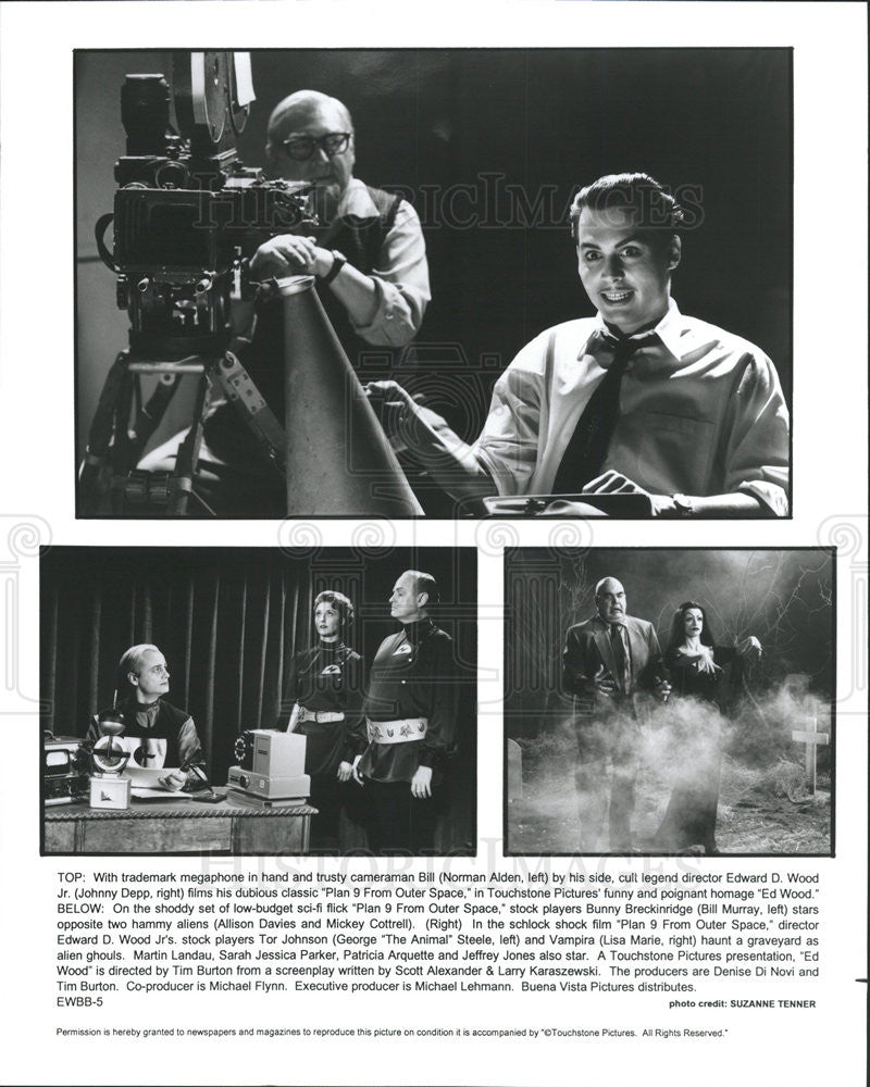 Press Photo Cameraman Norman Alden and Johnny Depp in &quot;Plan 9 From Outer Space&quot; - Historic Images