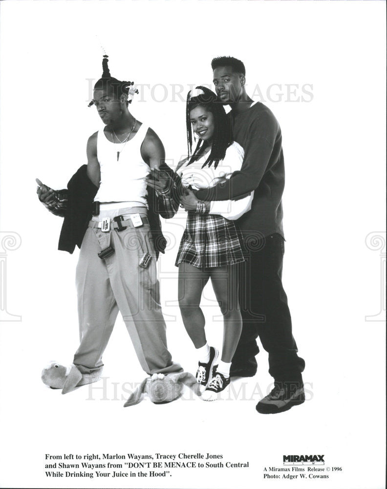 1996 Press Photo Actors Marlon Wayans, Tracey Cherell Jones and Shawn Wayans - Historic Images