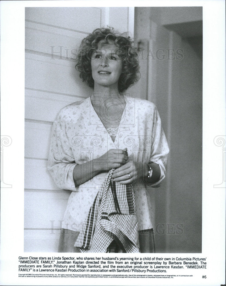 1989 Press Photo Immediate Family Glenn Close - Historic Images