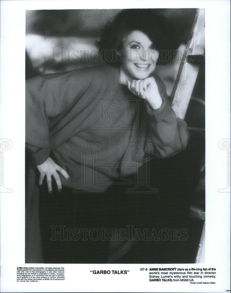 1984 Press Photo Anne Bancroft Actress Garbo Talks - Historic Images