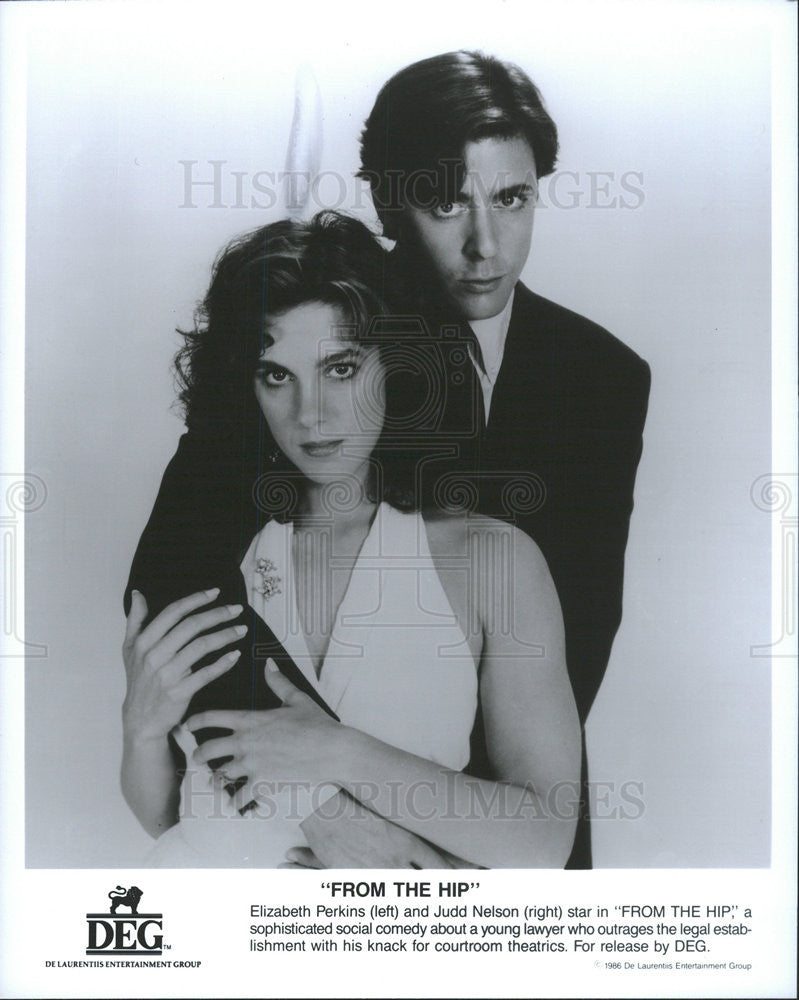 1986 Press Photo Elizabeth Perkins, Judd Nelson stars in &quot;From The Hip&quot; - Historic Images