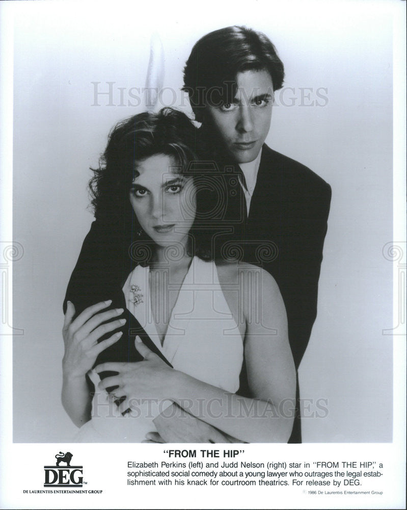 1986 Press Photo Elizabeth Perkins, Judd Nelson stars in "From The Hip" - Historic Images