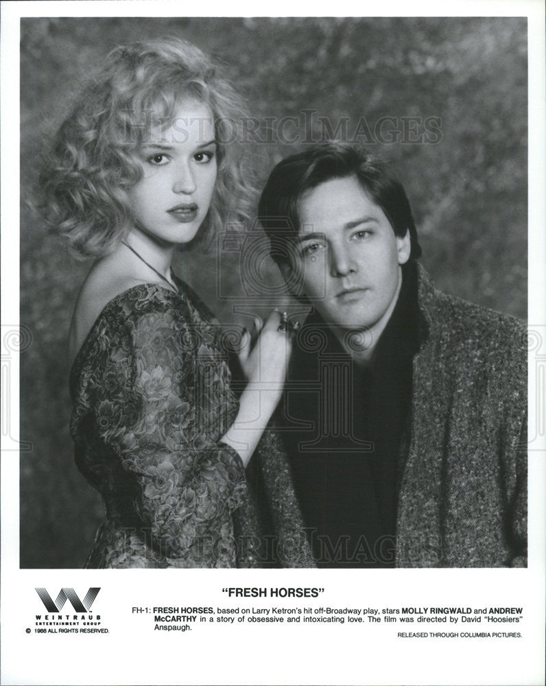 1988 Press Photo Molly Ringwald &amp; Andrew McCarthy Star In &quot;Fresh Horses&quot; - Historic Images