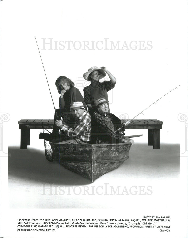 1995 Press Photo Ann Margaret,Sophia Loren,Walter Matthau,Jack Lemon - Historic Images