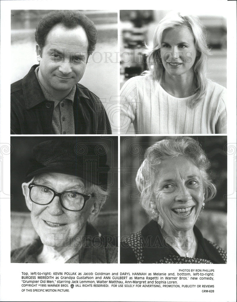 1995 Press Photo Kevin Pollak, Daryl Hannah, Burgess Meredith and Ann Guilbert - Historic Images