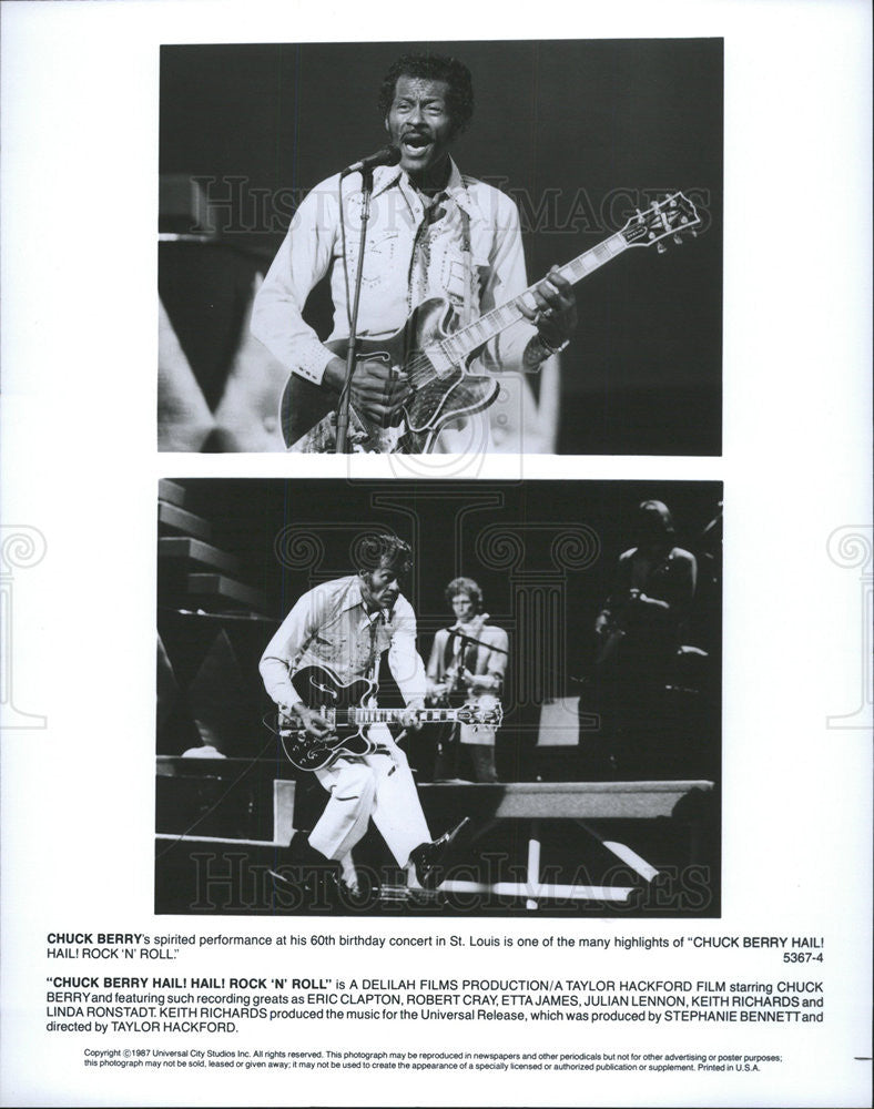 1987 Press Photo Chuck Berry Musician Hail Rock 'N' Roll - Historic Images