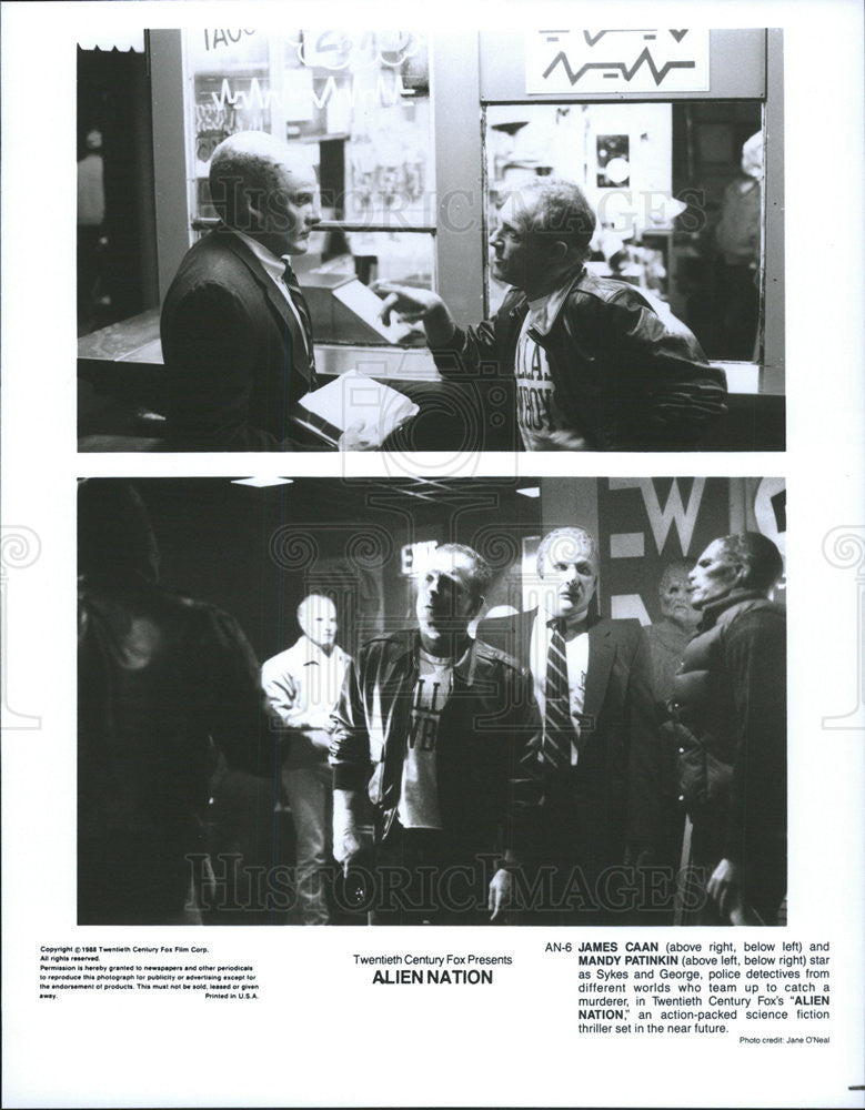 1988 Press Photo James Caan Mandy Patinkin Actors Alien Nation - Historic Images