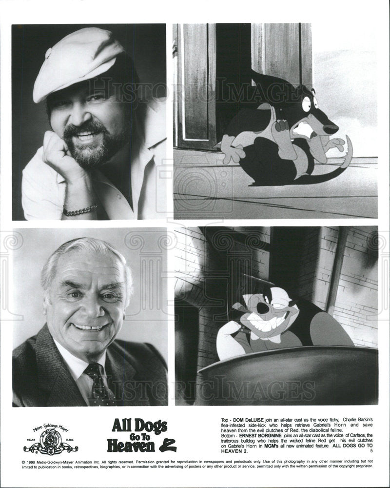 1996 Press Photo ALL DOGS GO TO HEAVEN 2 Dom DeLuise and Ernest Borgnine - Historic Images