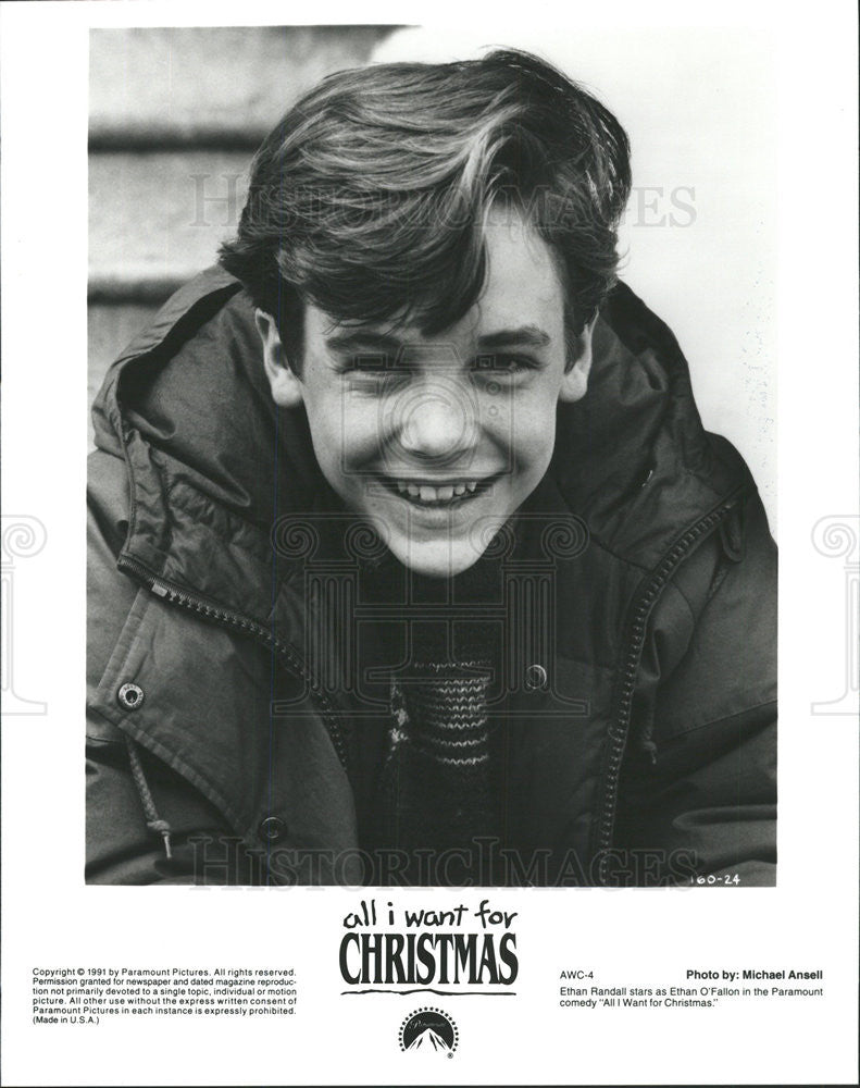1991 Press Photo all I want for Christmas Movie Starrign ethan Randall - Historic Images