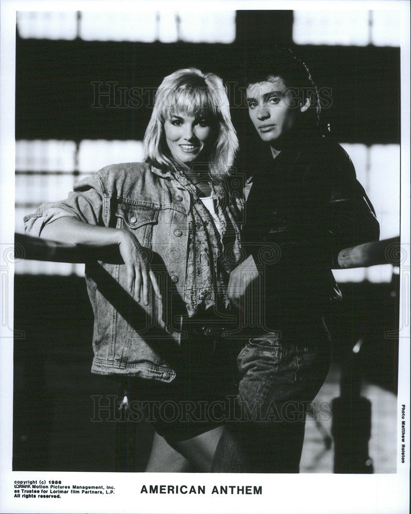 1986 Press Photo Mitch Gaylord Janet Jones Actors American Anthem - Historic Images