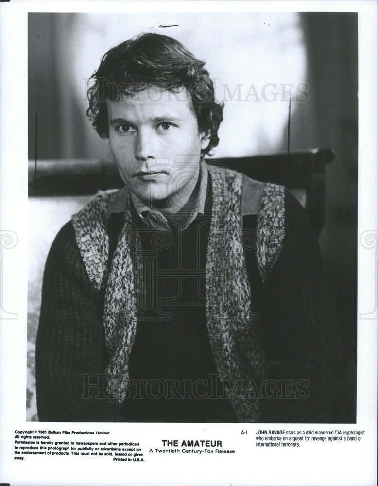 1981 Press Photo John Savage stars in &quot;The Amateur&quot; - Historic Images