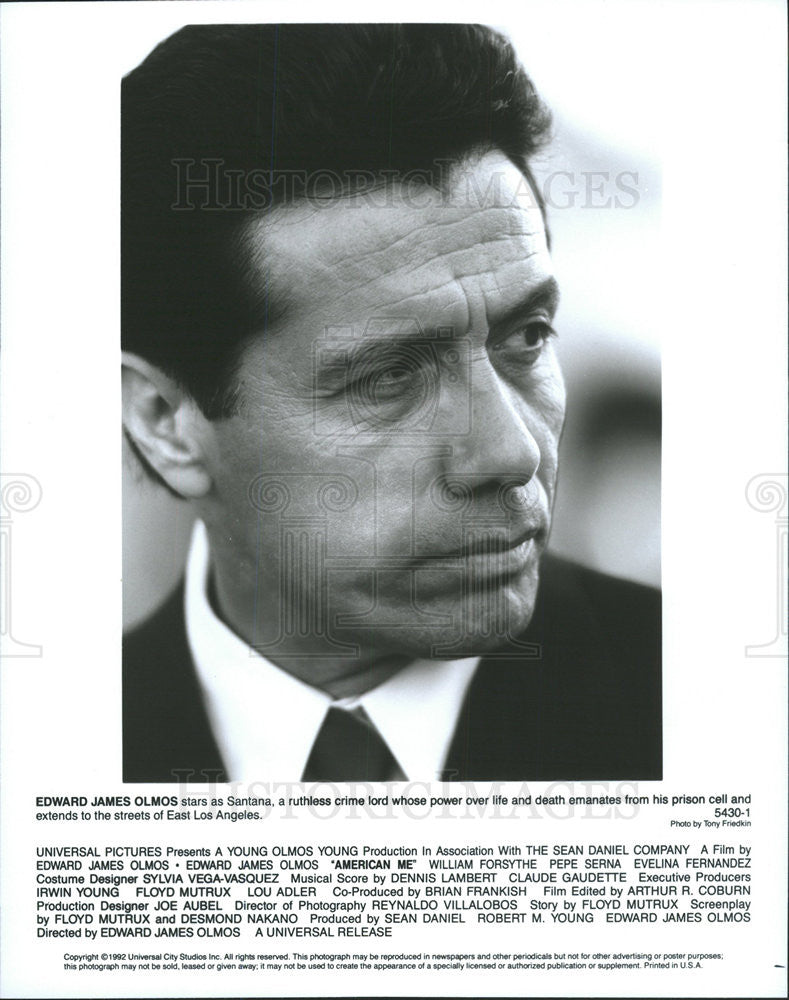 1992 Press Photo Actor Edward James Olmos Starring As Santana In &quot;American Me&quot; - Historic Images